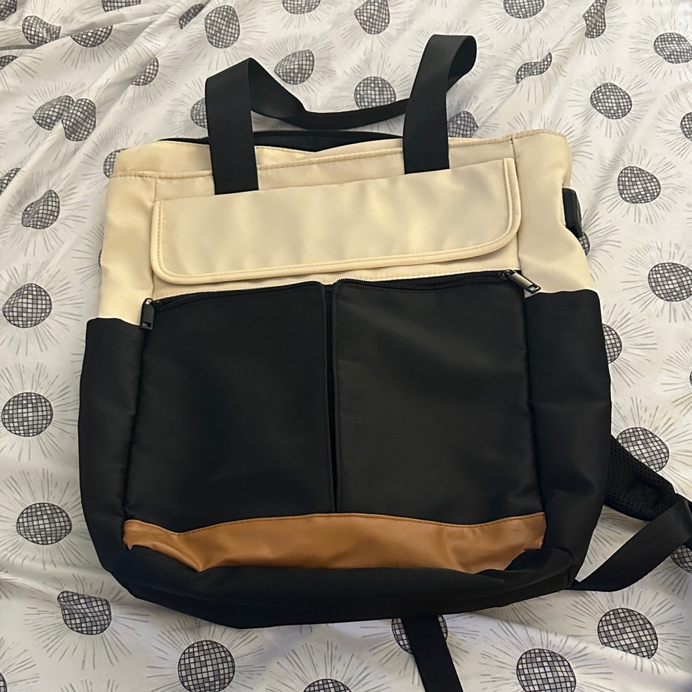 Stylish Black and Cream Backpack